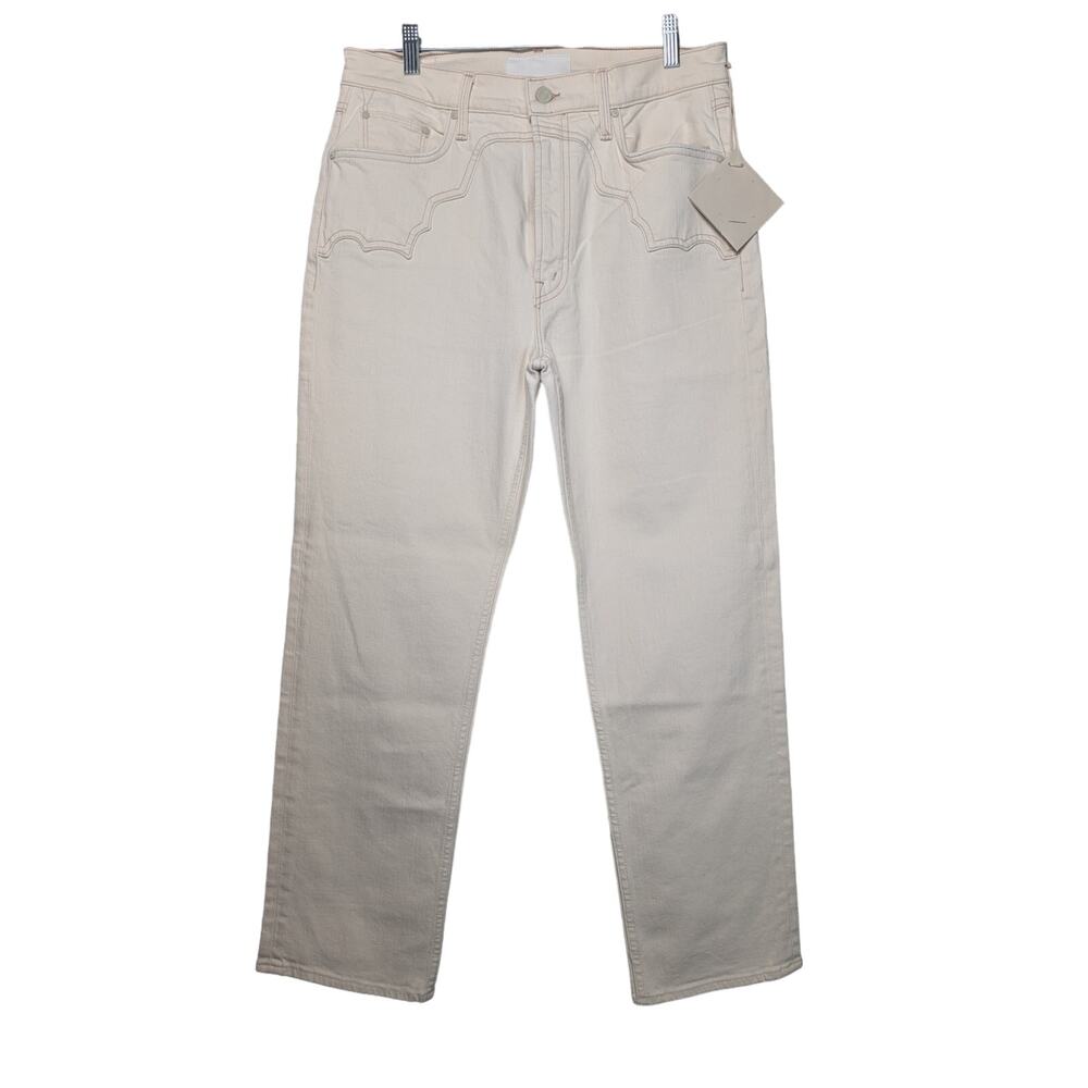 MOTHER Off-White Straight-Leg Jeans
